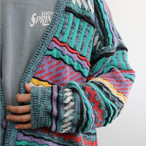 Coogie Style 80s Pop Art Color Knit Sweater Large - Picture 4 of 6